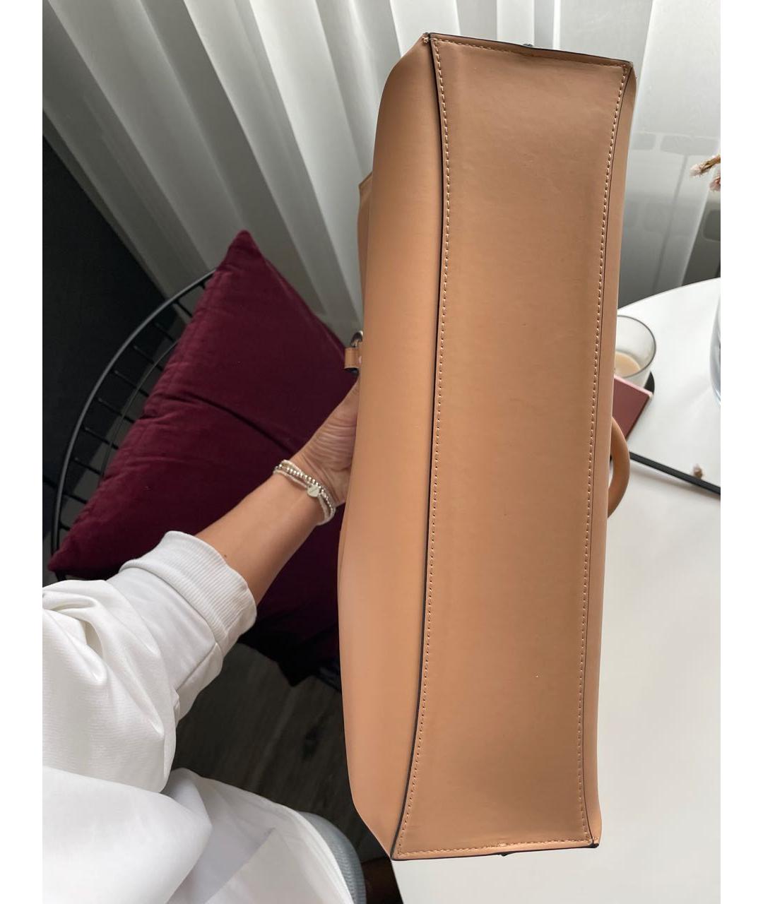 ARMANI JEANS Бежевая сумка с короткими ручками из искусственной кожи, фото 7