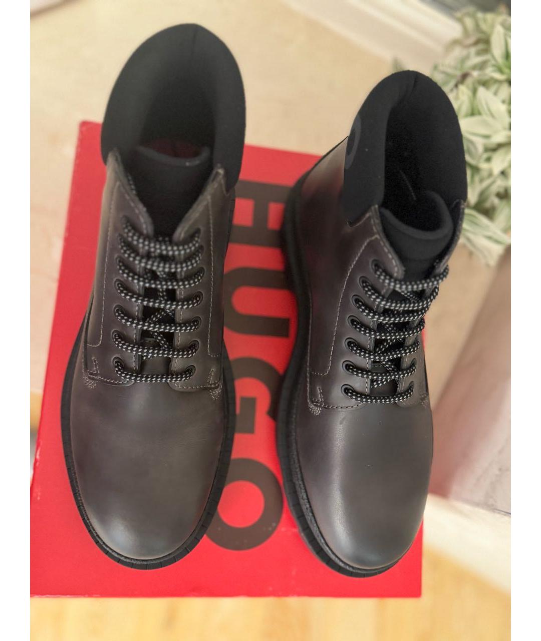 HUGO Коричневые кожаные высокие ботинки, фото 3