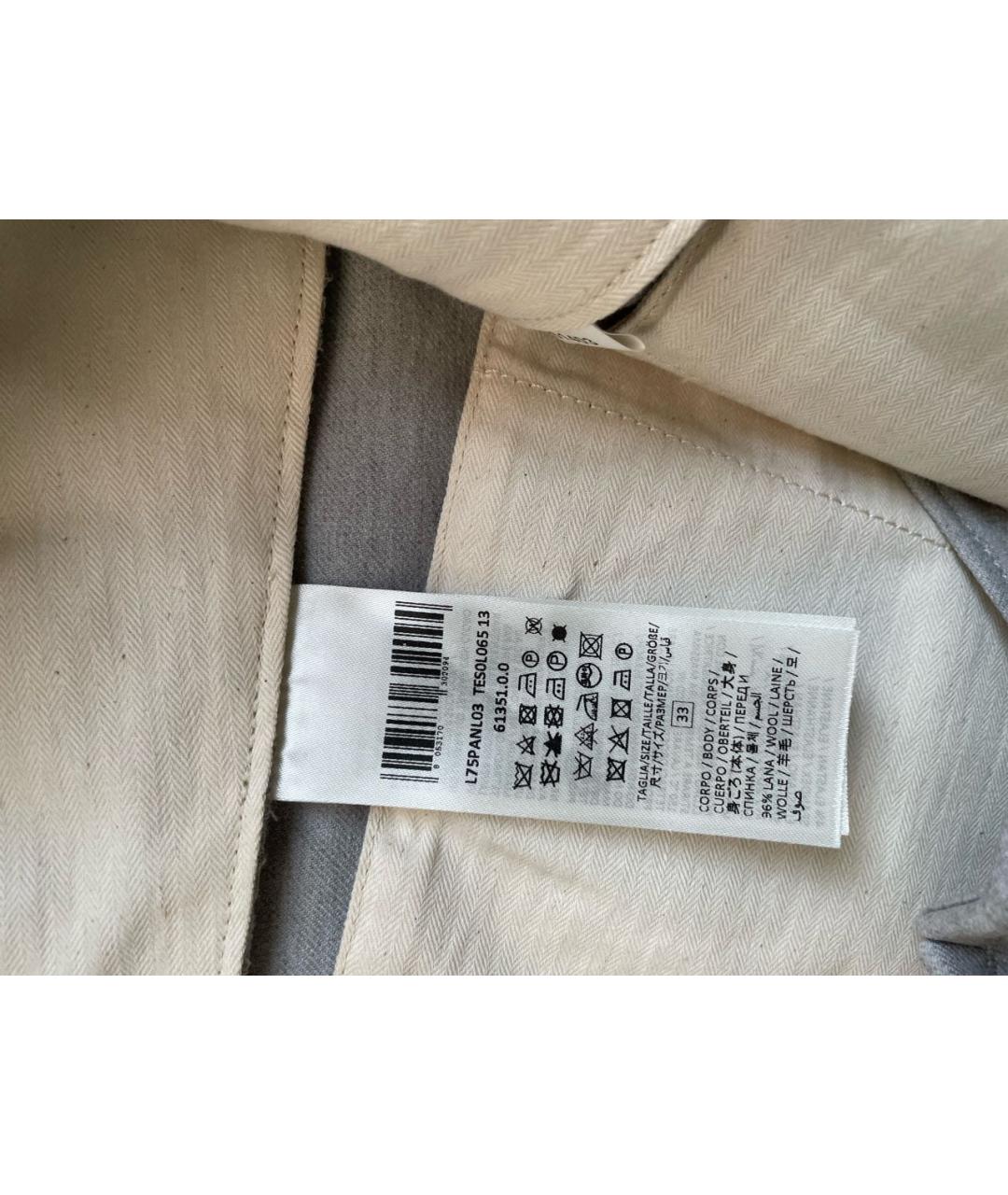 ELEVENTY Серые шерстяные повседневные брюки, фото 4