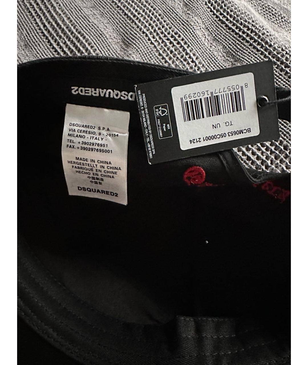 DSQUARED2 Черная хлопковая кепка/бейсболка, фото 3