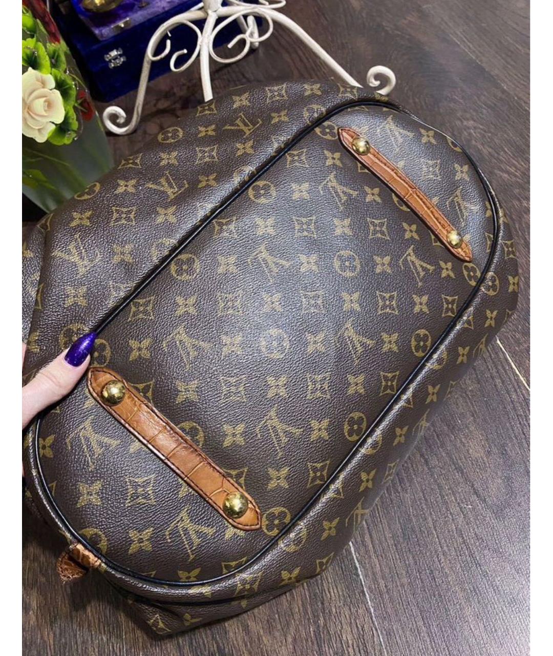 LOUIS VUITTON Коричневая кожаная сумка с короткими ручками, фото 3
