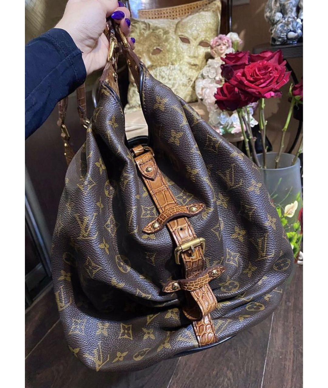 LOUIS VUITTON Коричневая кожаная сумка с короткими ручками, фото 2
