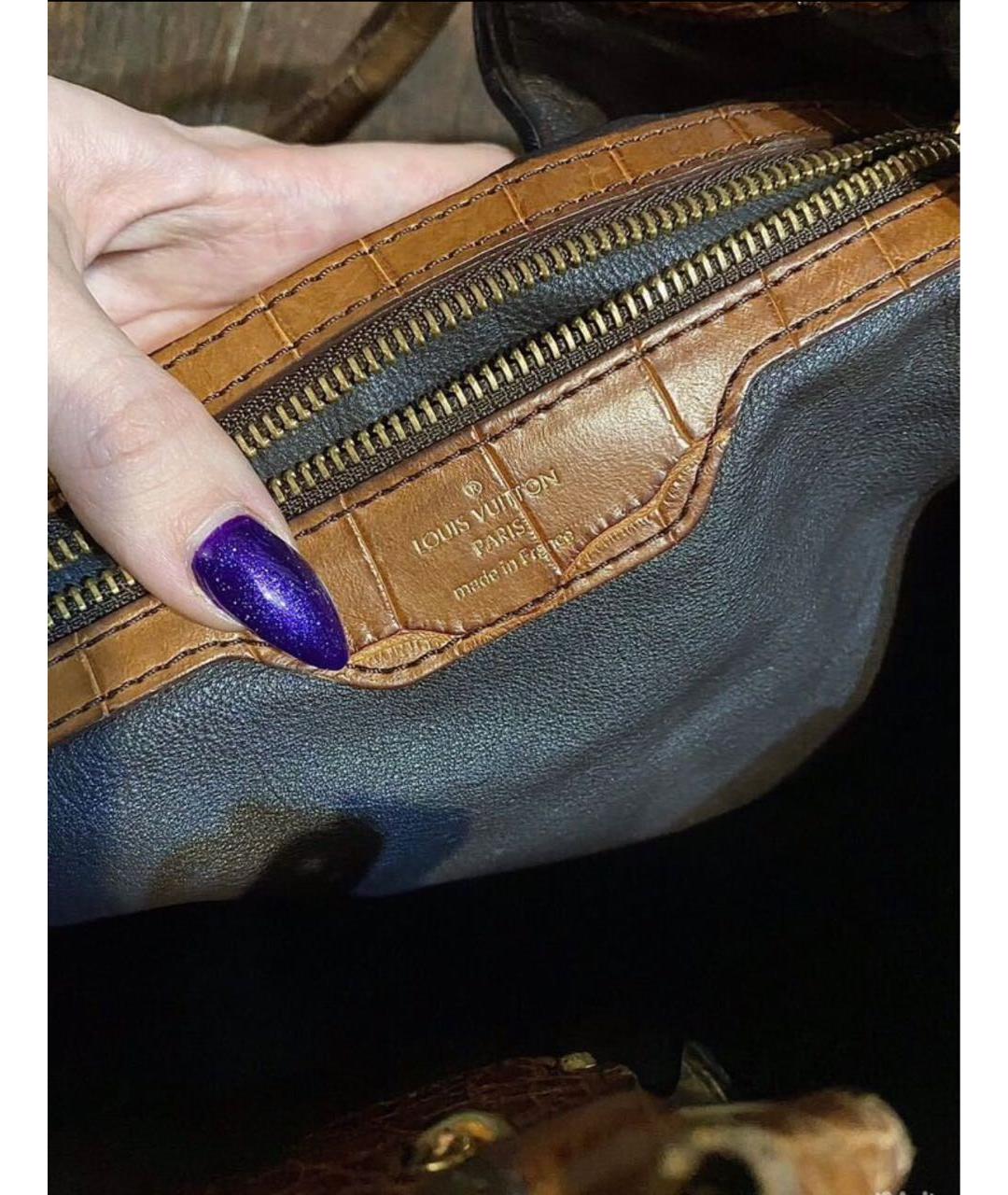 LOUIS VUITTON Коричневая кожаная сумка с короткими ручками, фото 4