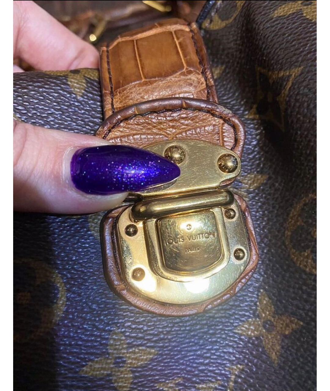 LOUIS VUITTON Коричневая кожаная сумка с короткими ручками, фото 6