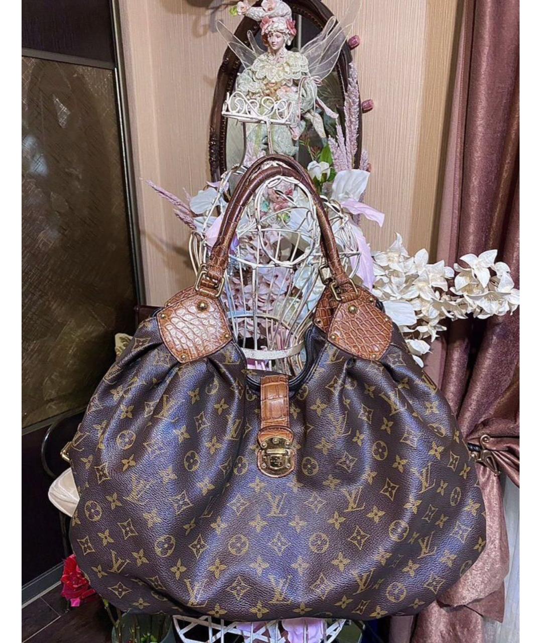 LOUIS VUITTON Коричневая кожаная сумка с короткими ручками, фото 9