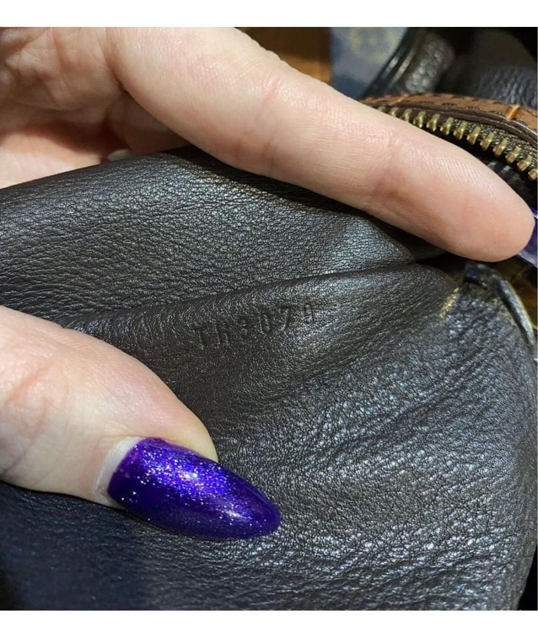 LOUIS VUITTON Коричневая кожаная сумка с короткими ручками, фото 8