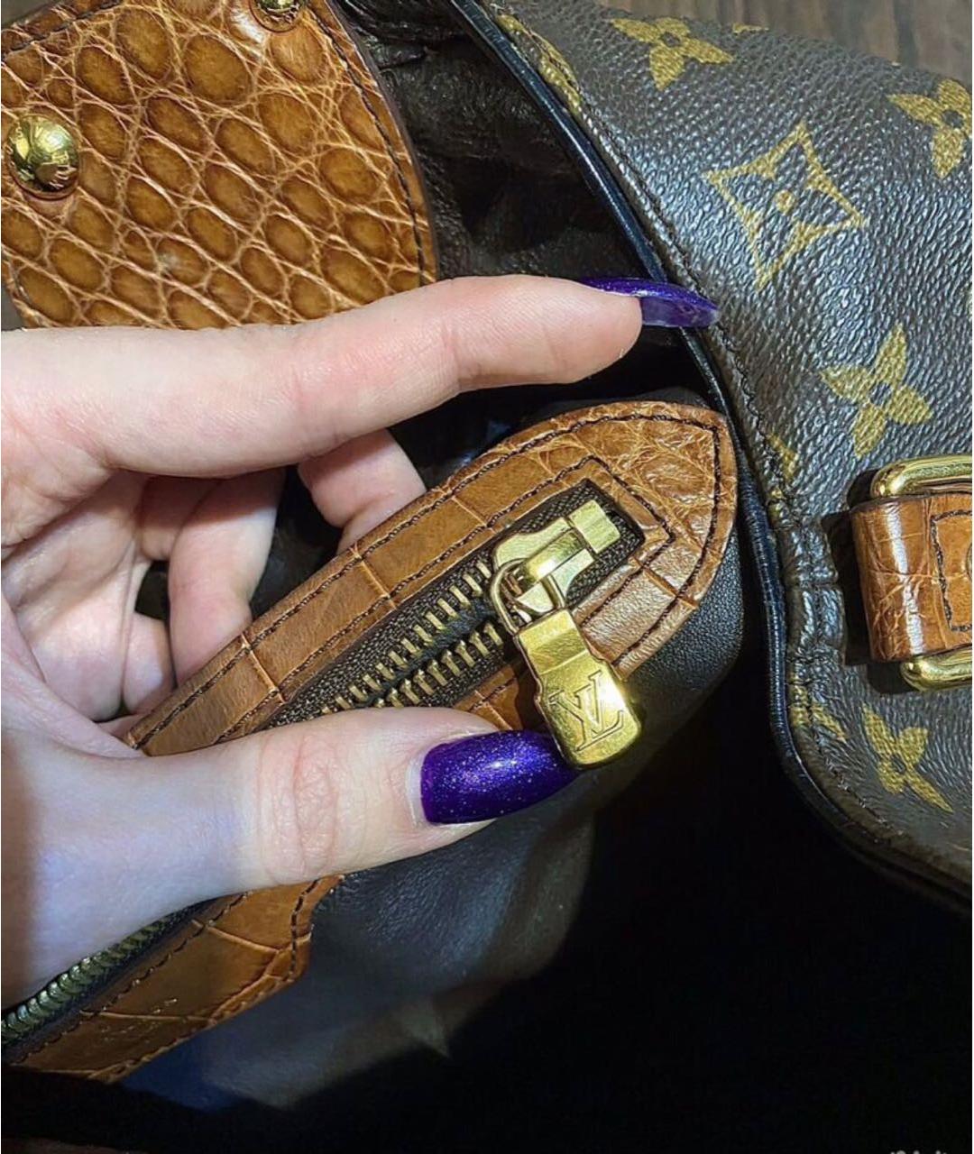 LOUIS VUITTON Коричневая кожаная сумка с короткими ручками, фото 7
