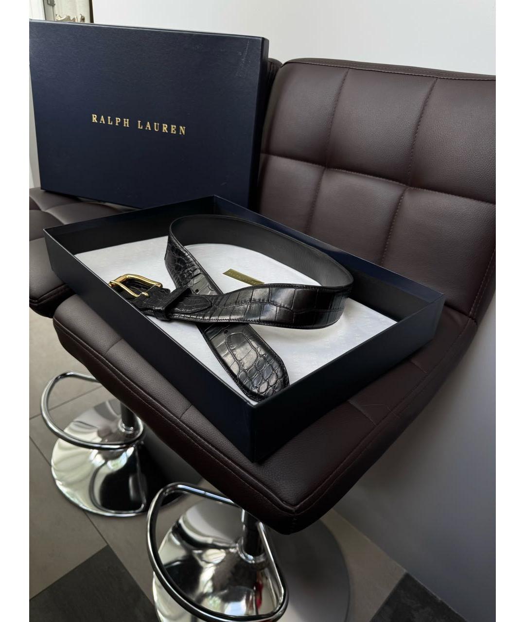 RALPH LAUREN COLLECTION Черный ремень из экзотической кожи, фото 8