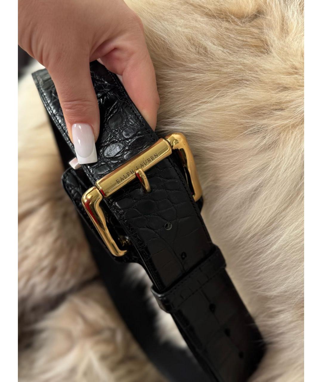 RALPH LAUREN COLLECTION Черный ремень из экзотической кожи, фото 6