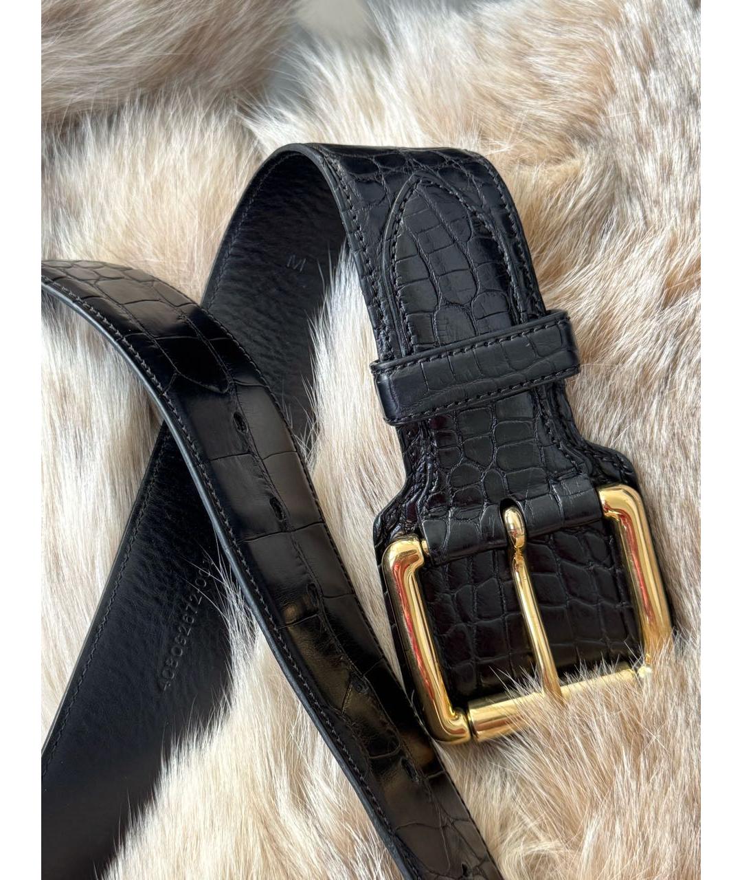 RALPH LAUREN COLLECTION Черный ремень из экзотической кожи, фото 7