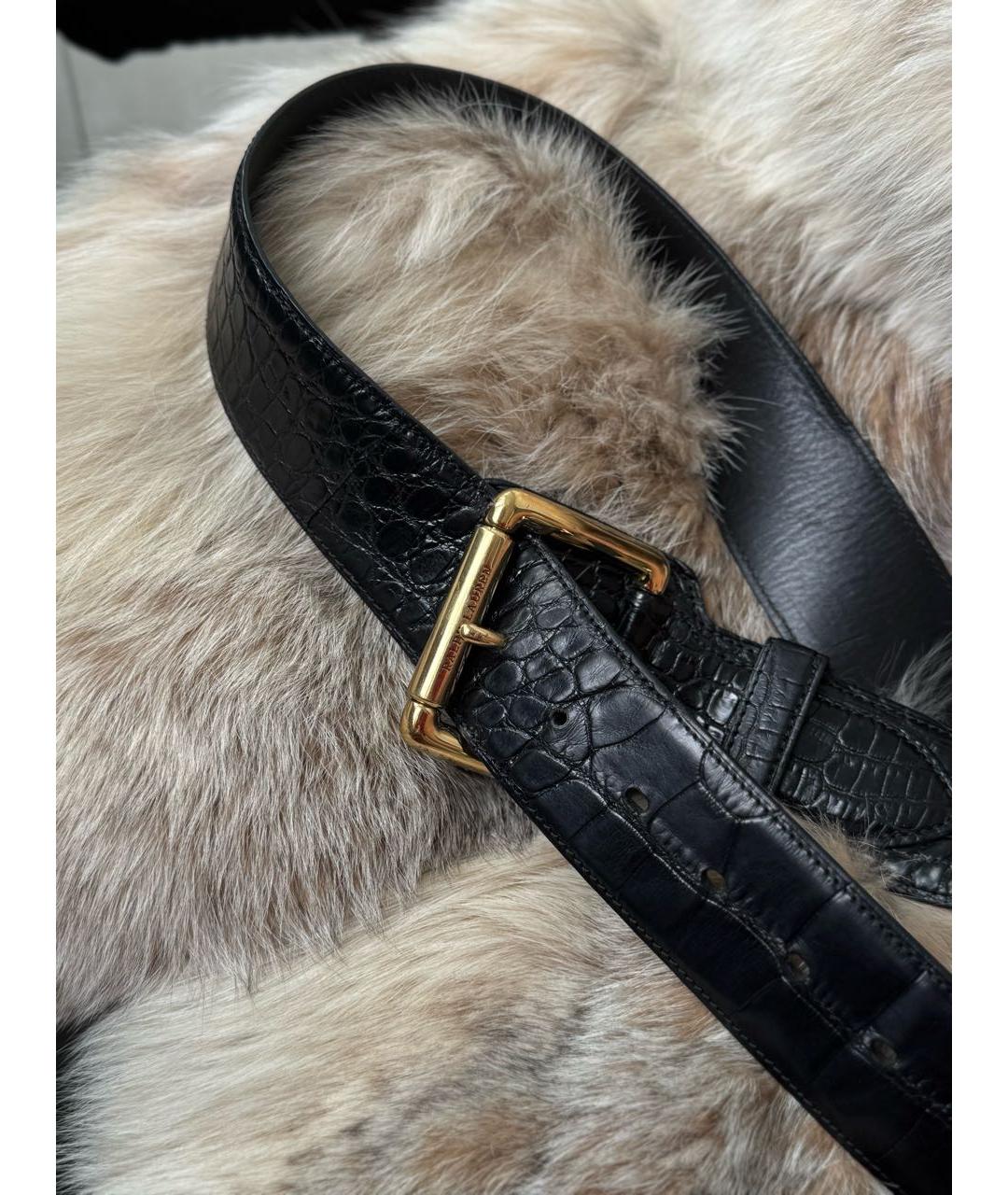 RALPH LAUREN COLLECTION Черный ремень из экзотической кожи, фото 4