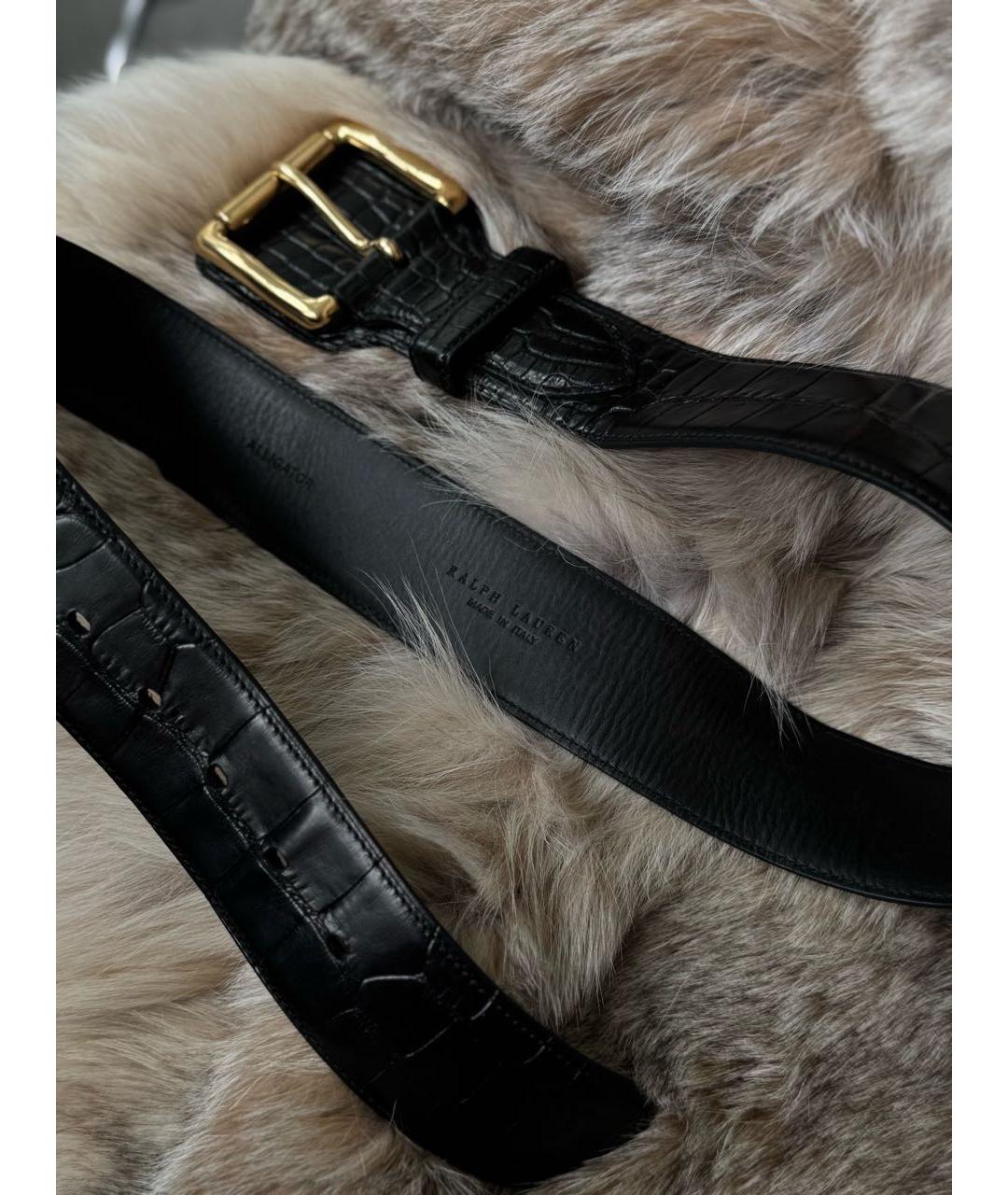 RALPH LAUREN COLLECTION Черный ремень из экзотической кожи, фото 3