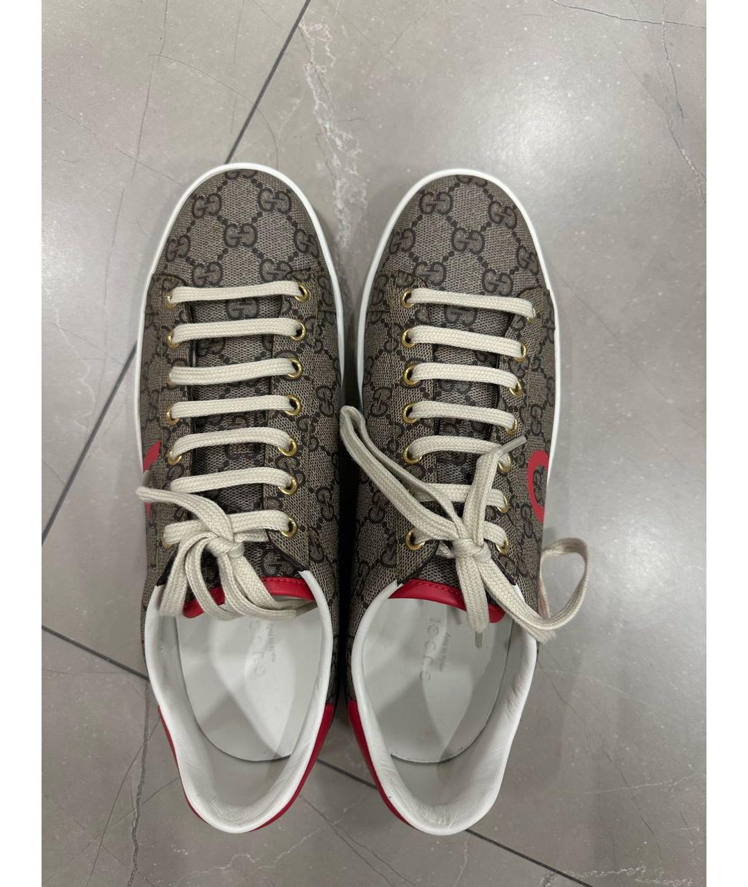 GUCCI Коричневые кожаные кеды, фото 2