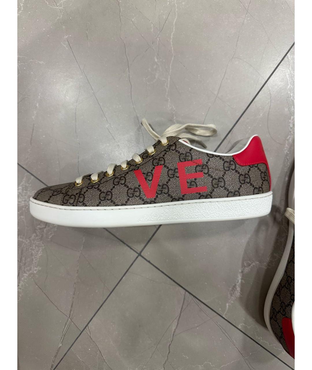 GUCCI Коричневые кожаные кеды, фото 8