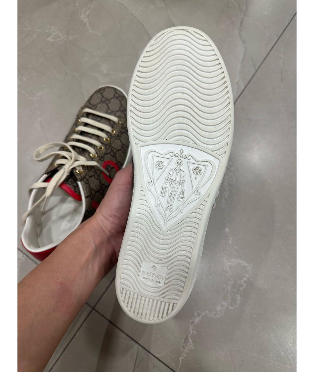 GUCCI Коричневые кожаные кеды, фото 3