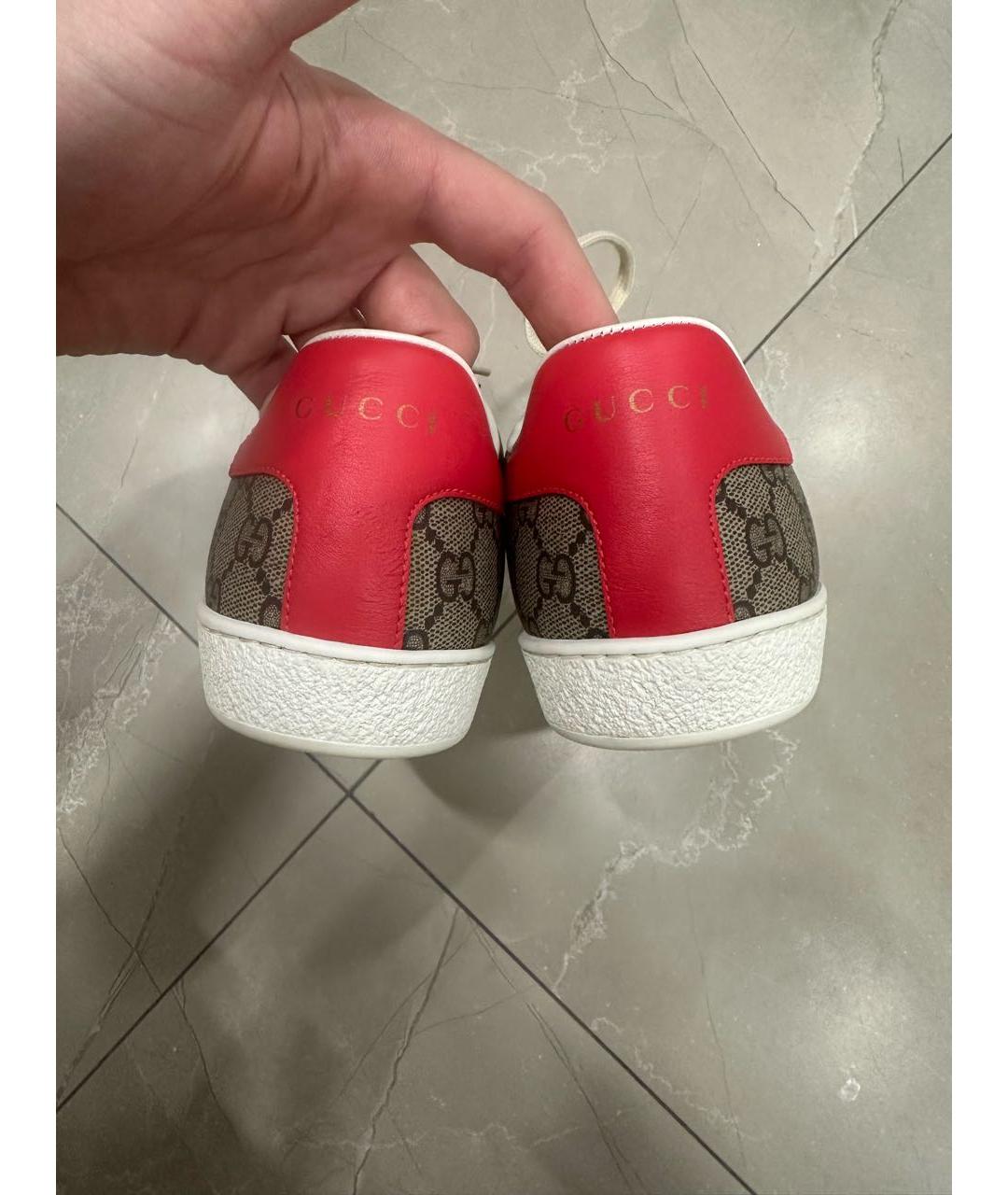 GUCCI Коричневые кожаные кеды, фото 4