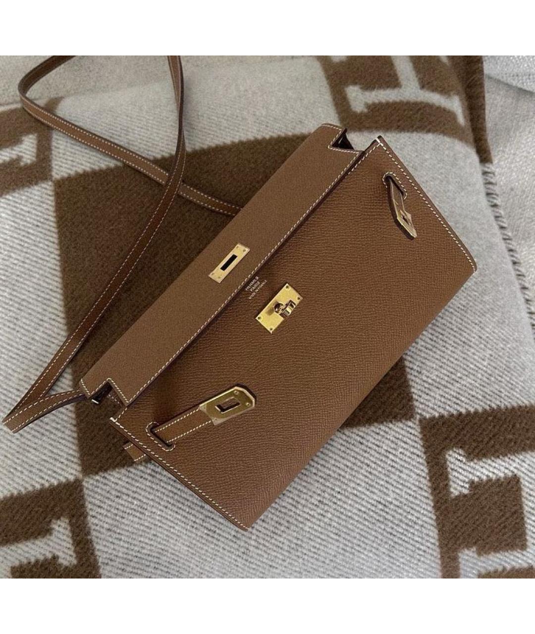 HERMES Коричневая кожаная сумка через плечо, фото 4