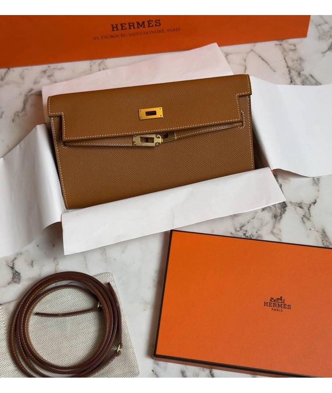 HERMES Коричневая кожаная сумка через плечо, фото 2