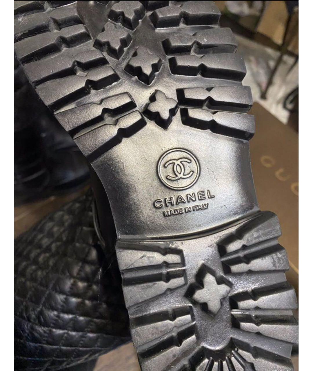CHANEL Черные кожаные сапоги, фото 7