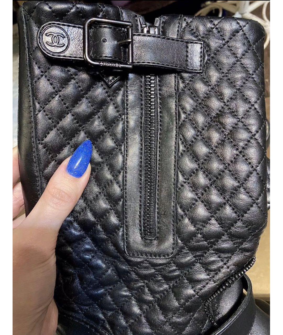 CHANEL Черные кожаные сапоги, фото 5