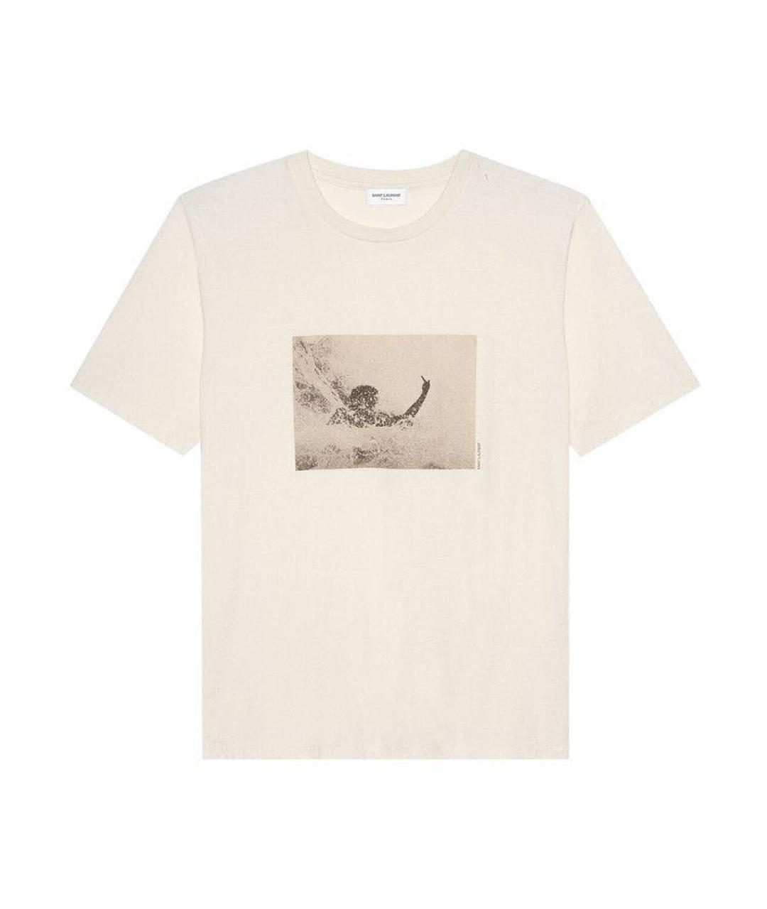 SAINT LAURENT Белая хлопковая футболка, фото 1