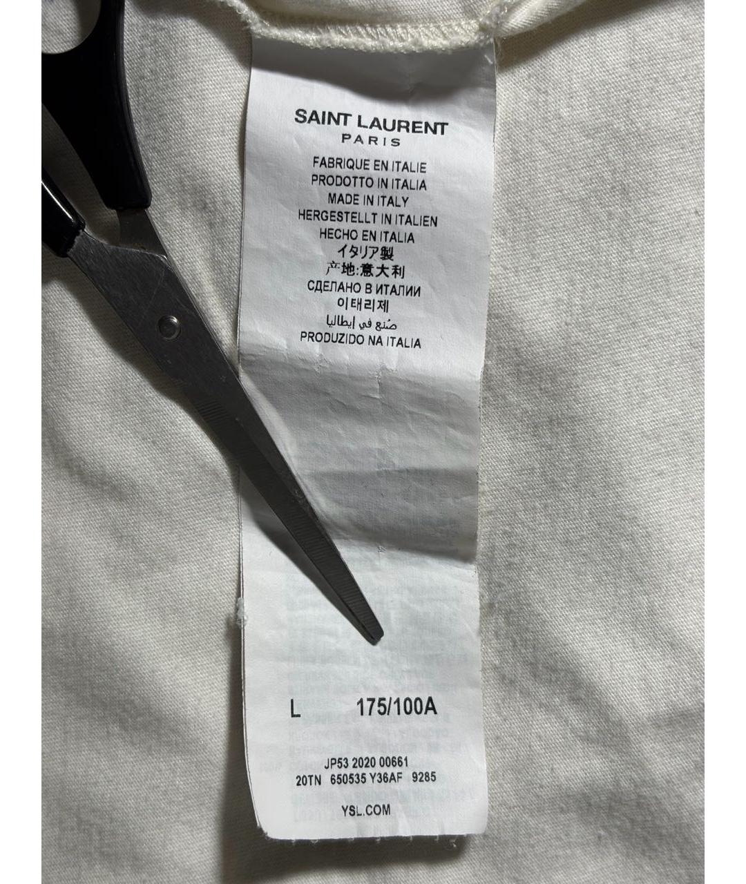 SAINT LAURENT Белая хлопковая футболка, фото 6