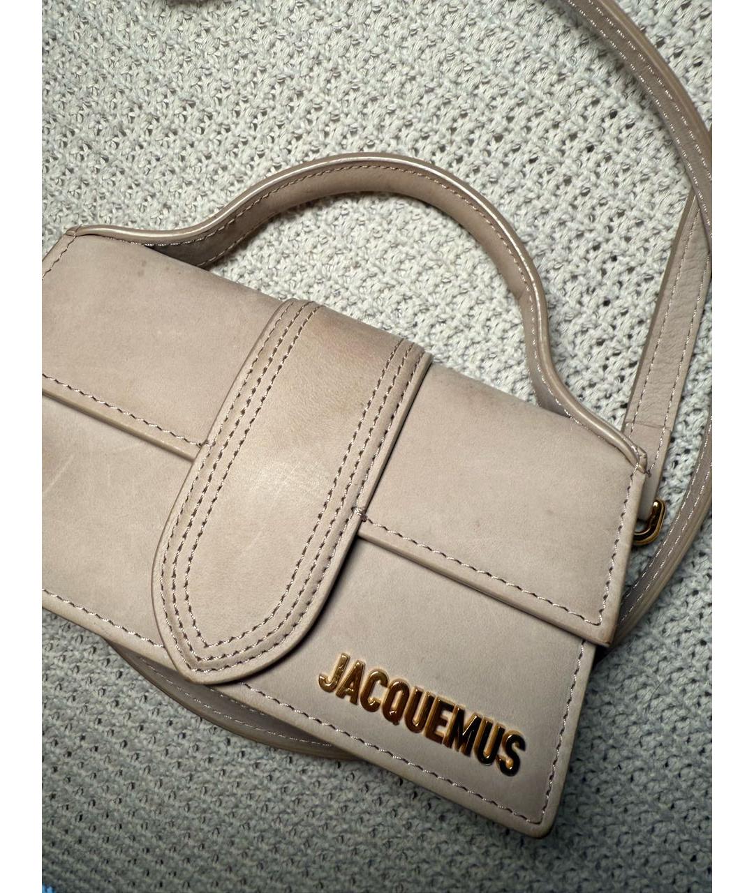JACQUEMUS Бежевая кожаная сумка через плечо, фото 2