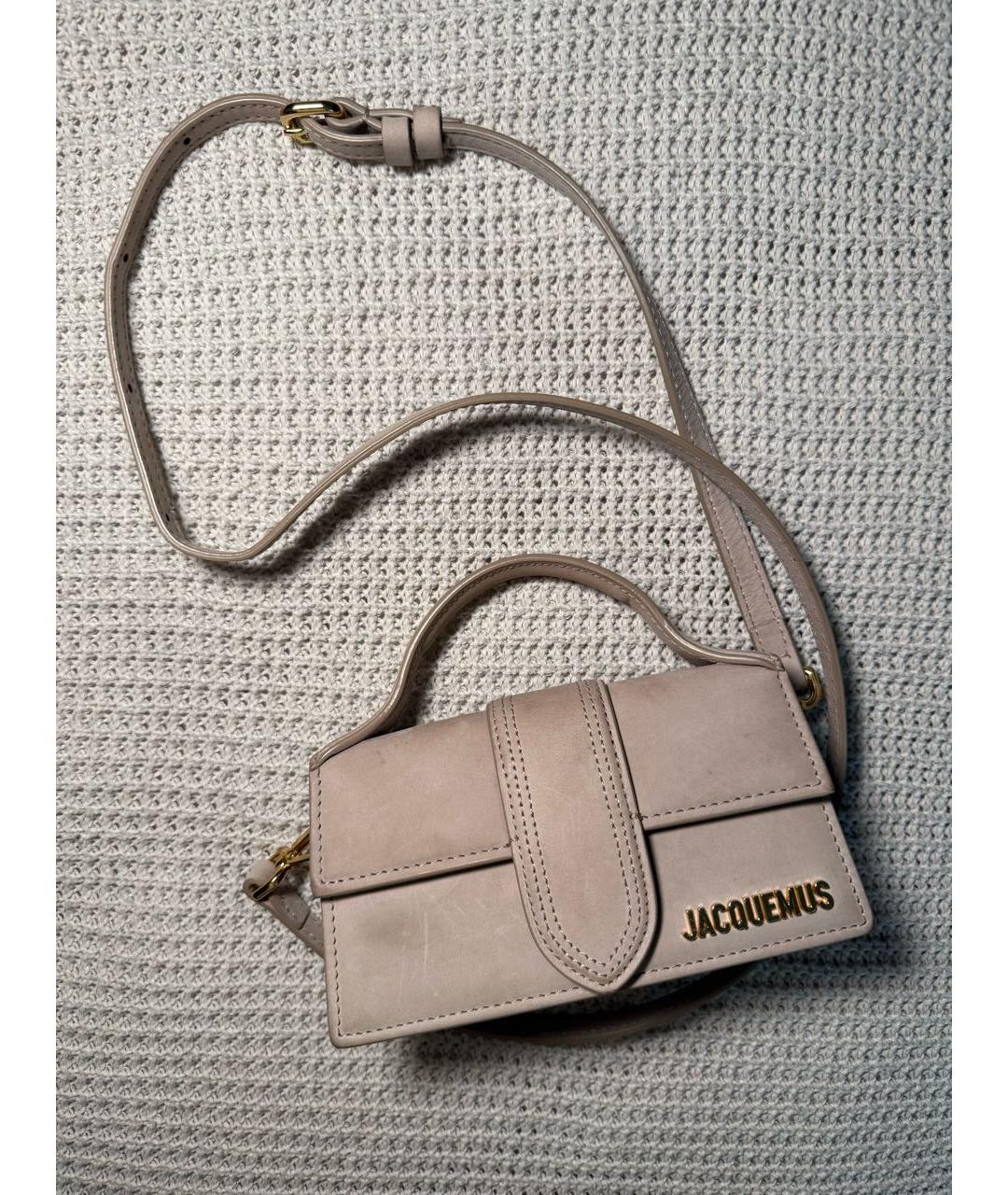 JACQUEMUS Бежевая кожаная сумка через плечо, фото 9