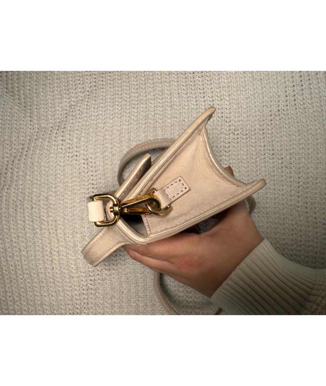 JACQUEMUS Бежевая кожаная сумка через плечо, фото 6