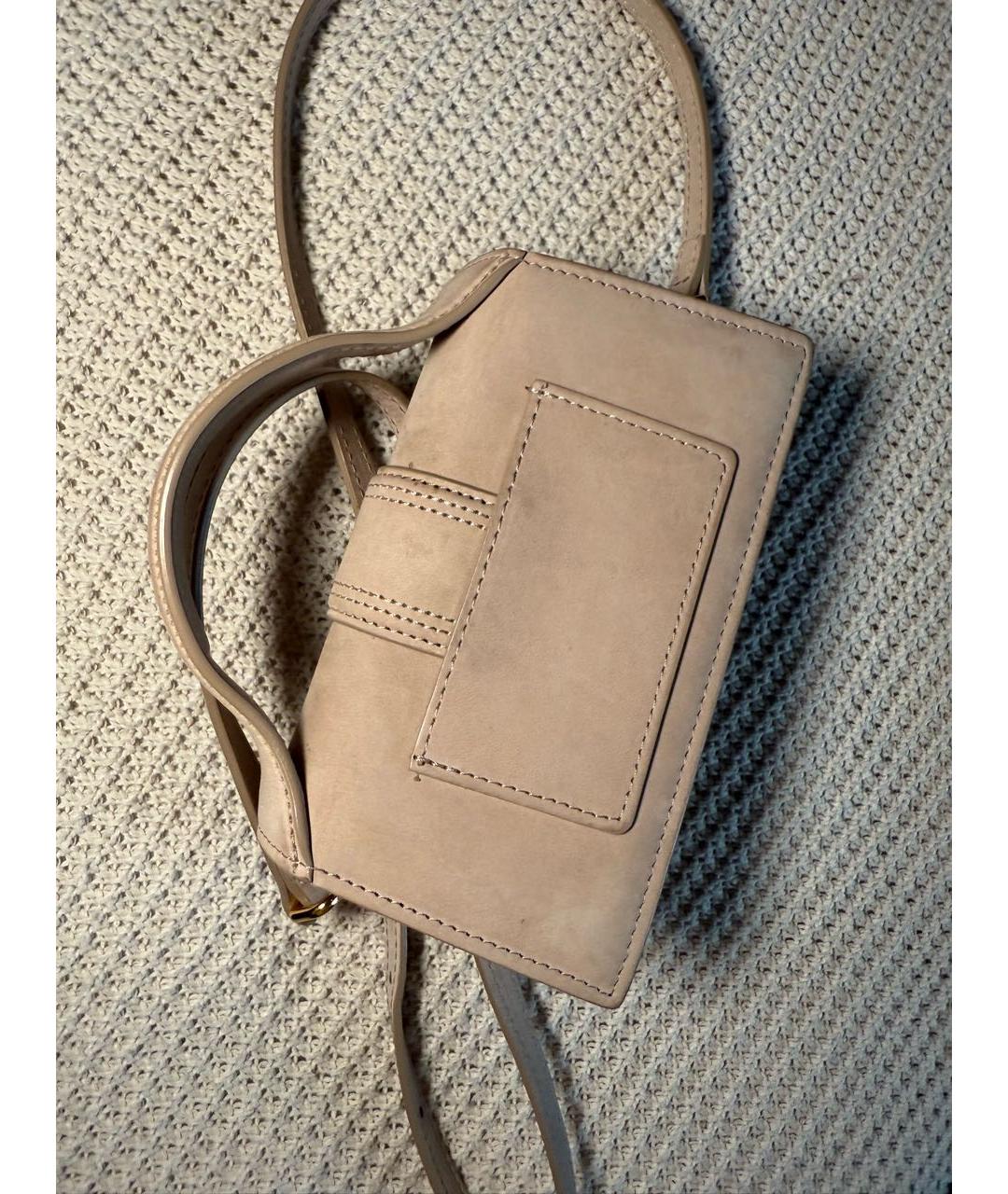 JACQUEMUS Бежевая кожаная сумка через плечо, фото 3