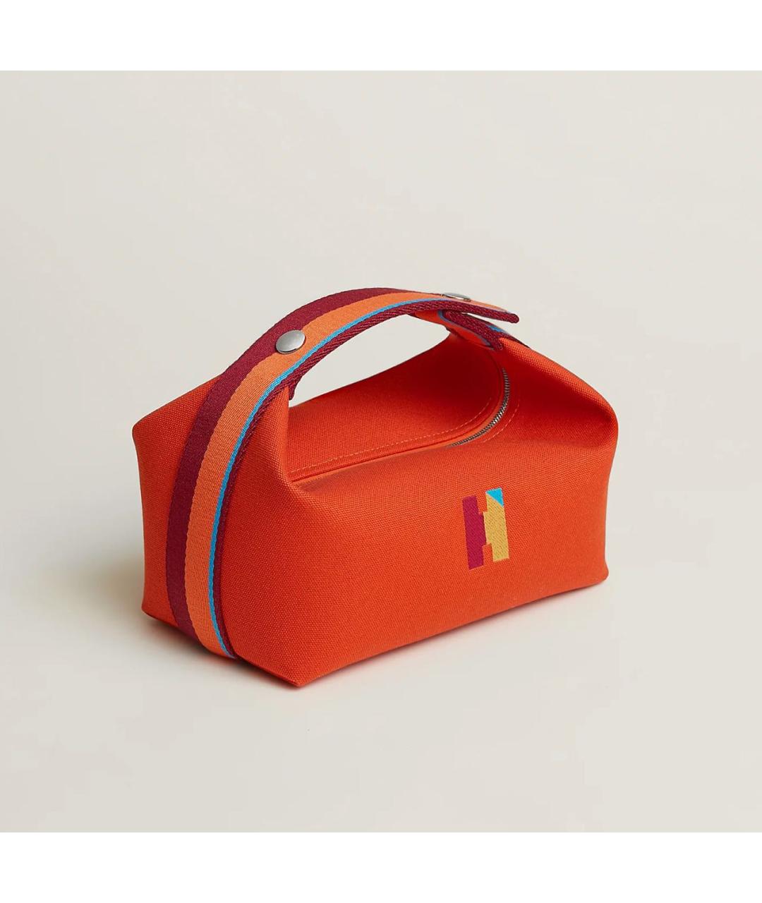 HERMES Оранжевая хлопковая косметичка, фото 6