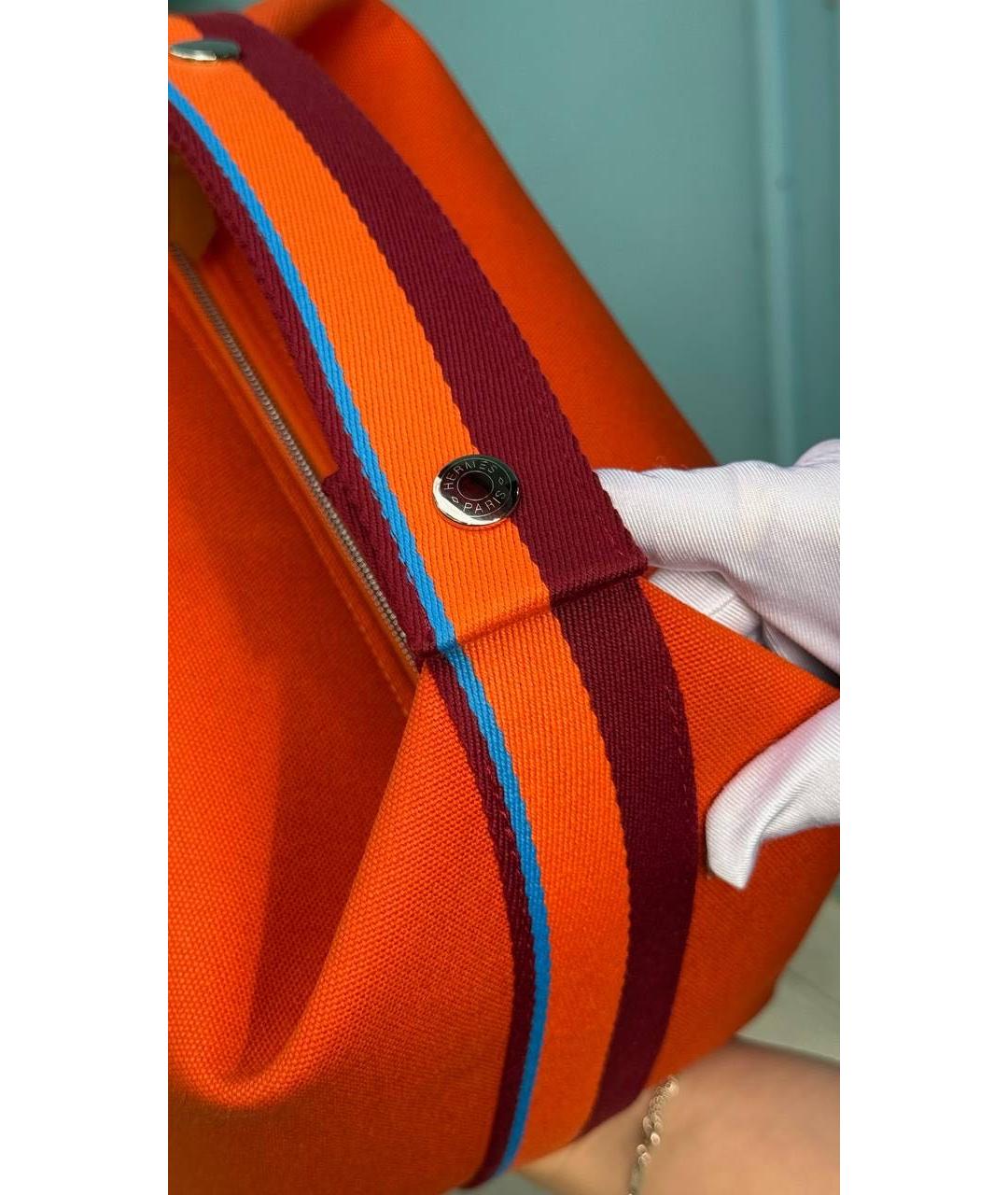 HERMES Оранжевая хлопковая косметичка, фото 5