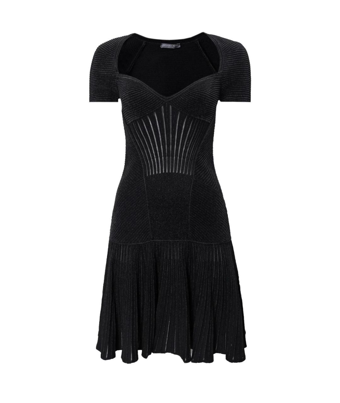 ALEXANDER MCQUEEN Черное шерстяное повседневное платье, фото 1
