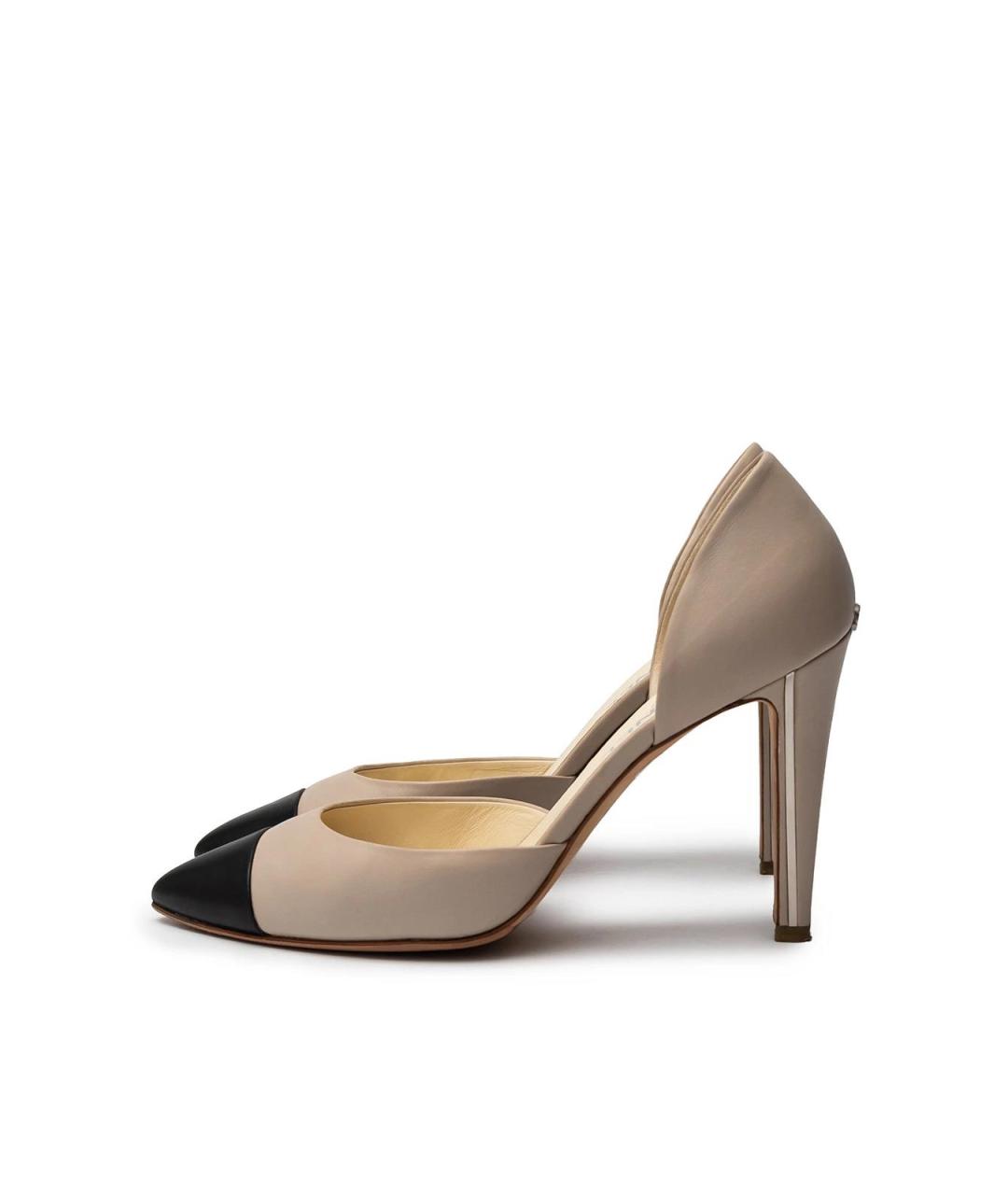 CHANEL Бежевые кожаные туфли, фото 5