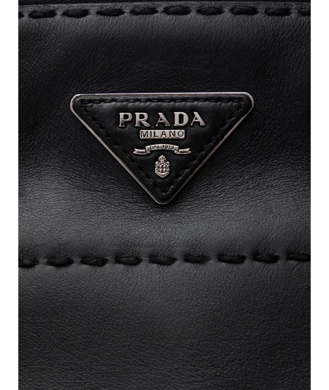 PRADA Черная кожаная сумка тоут, фото 4