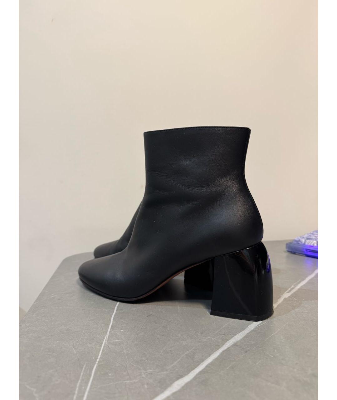 SPORTMAX Черные кожаные ботильоны, фото 5