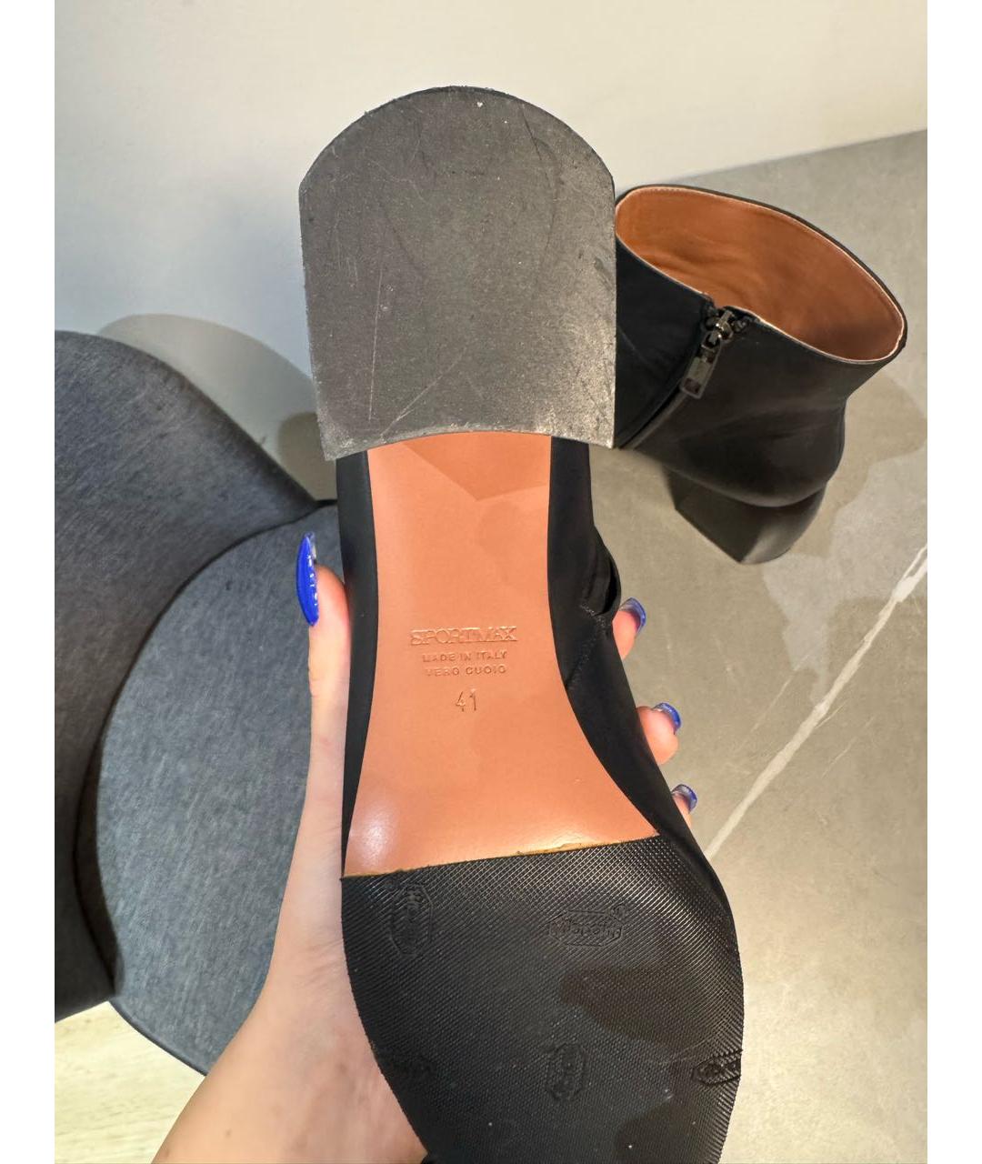 SPORTMAX Черные кожаные ботильоны, фото 2