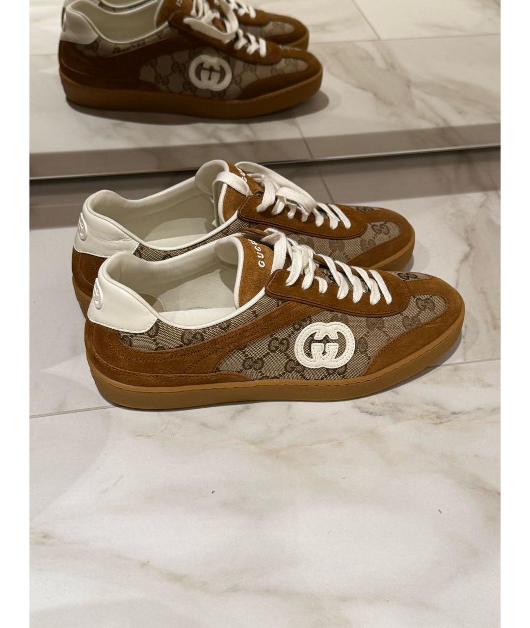 GUCCI Коричневые кожаные кеды, фото 5