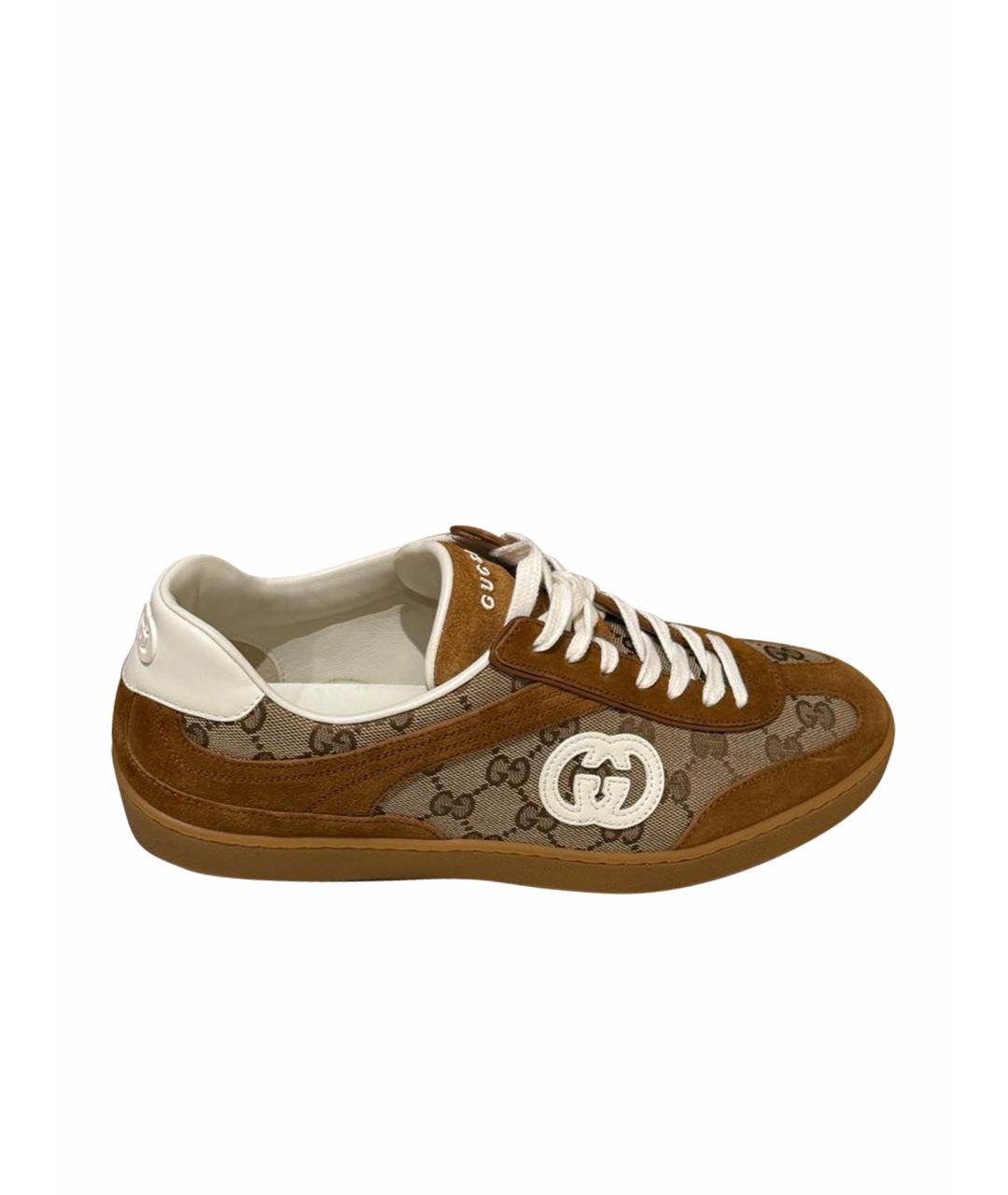 GUCCI Коричневые кожаные кеды, фото 1