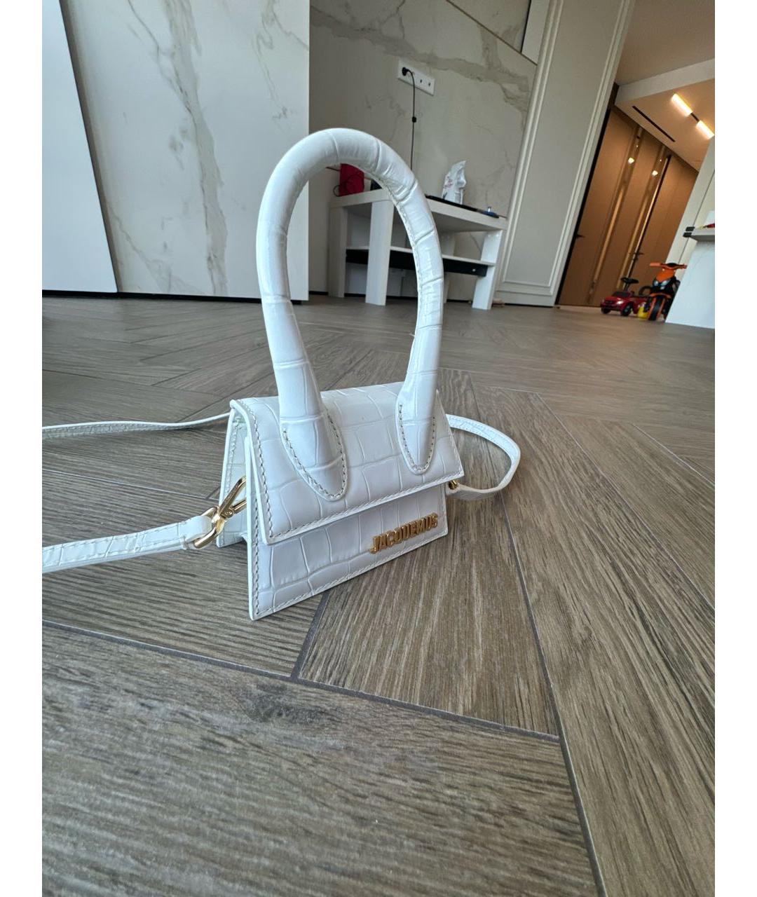 JACQUEMUS Белая кожаная сумка через плечо, фото 2