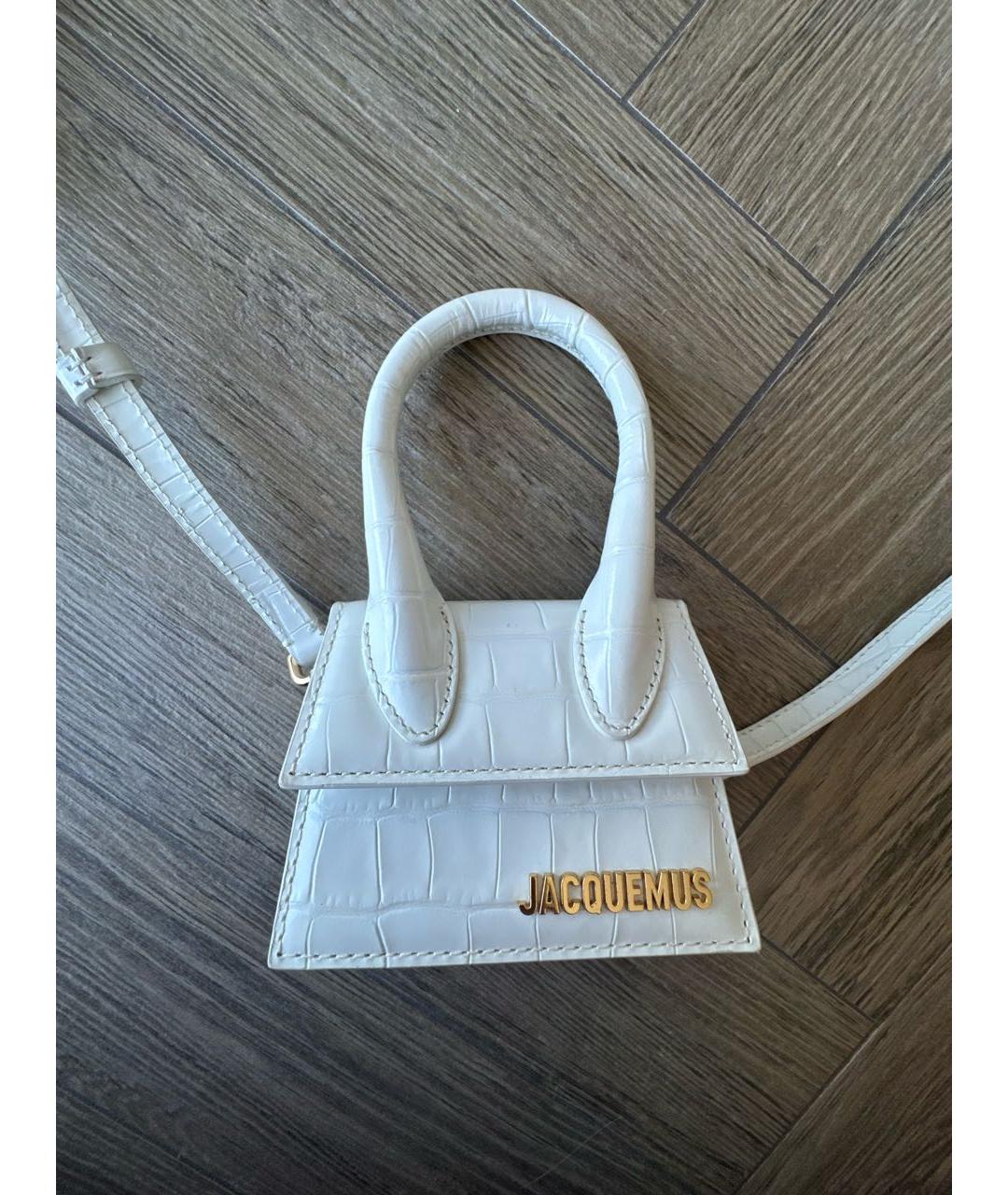 JACQUEMUS Белая кожаная сумка через плечо, фото 5