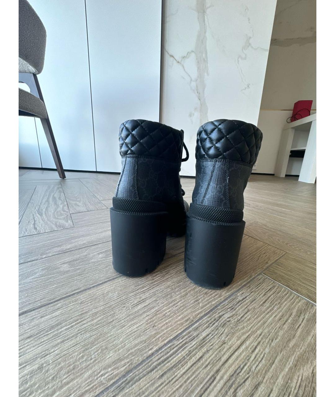 GUCCI Черные кожаные ботинки, фото 4