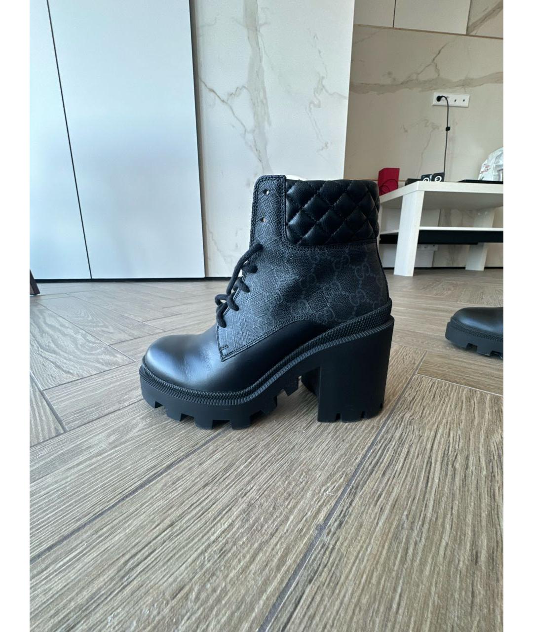 GUCCI Черные кожаные ботинки, фото 9