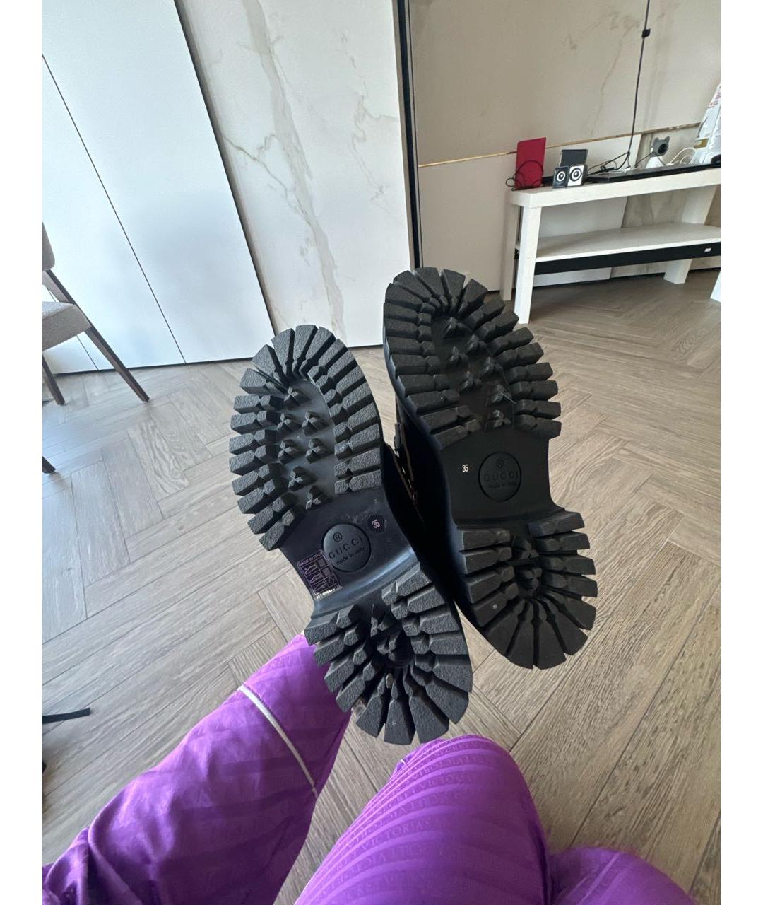 GUCCI Черные кожаные лоферы, фото 5