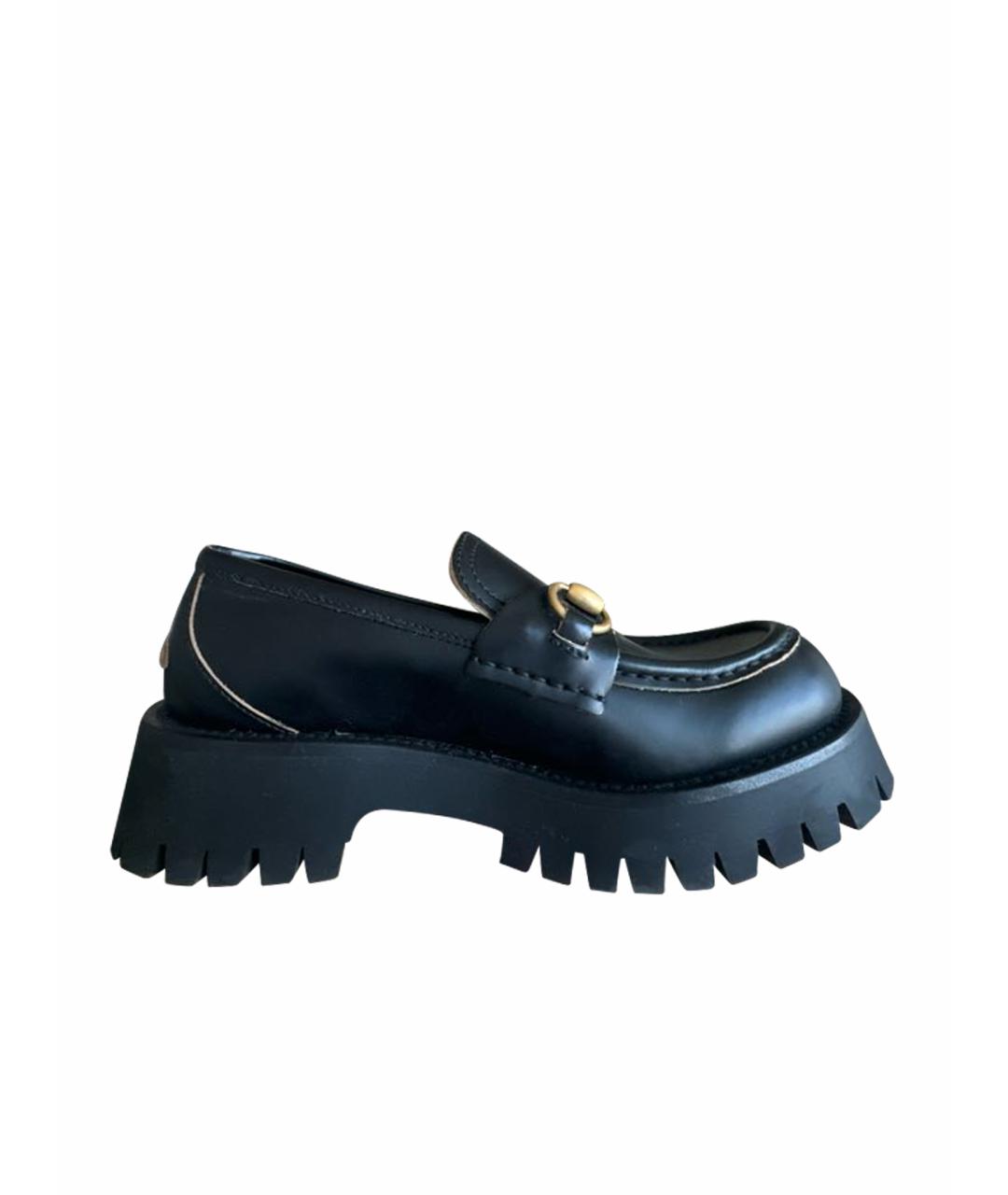 GUCCI Черные кожаные лоферы, фото 1