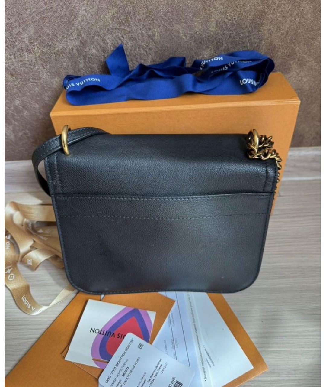 LOUIS VUITTON Черная кожаная сумка через плечо, фото 3