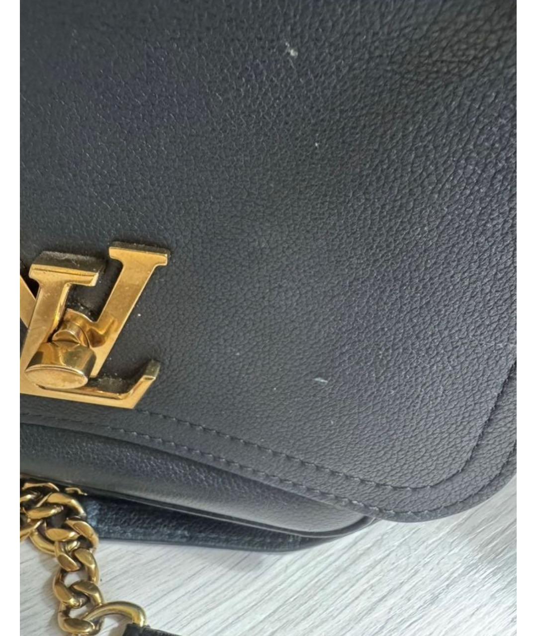 LOUIS VUITTON Черная кожаная сумка через плечо, фото 6