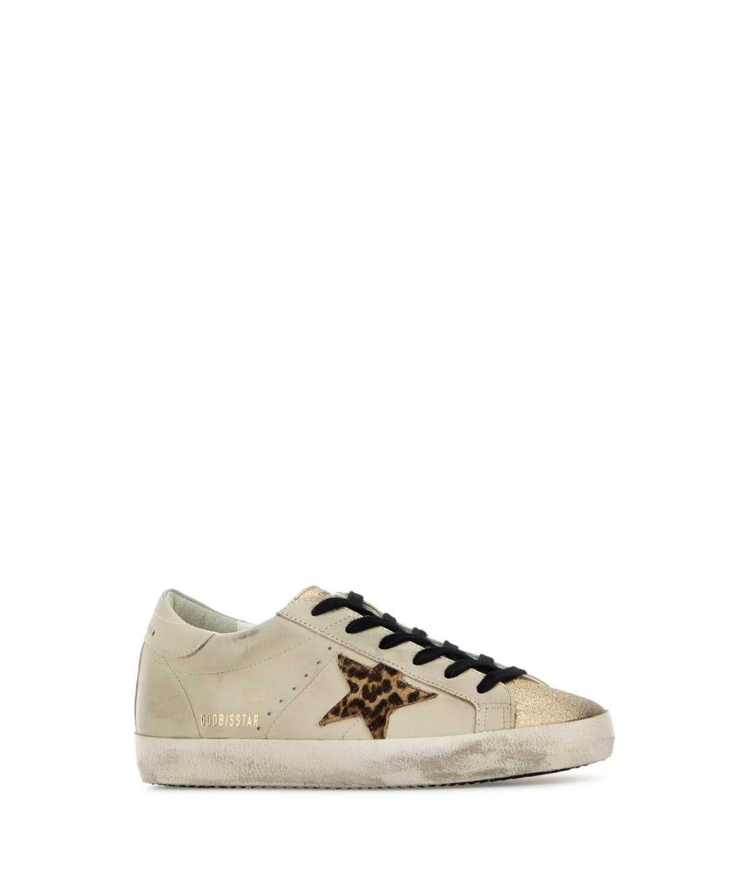 GOLDEN GOOSE DELUXE BRAND Бежевые кожаные кроссовки, фото 2