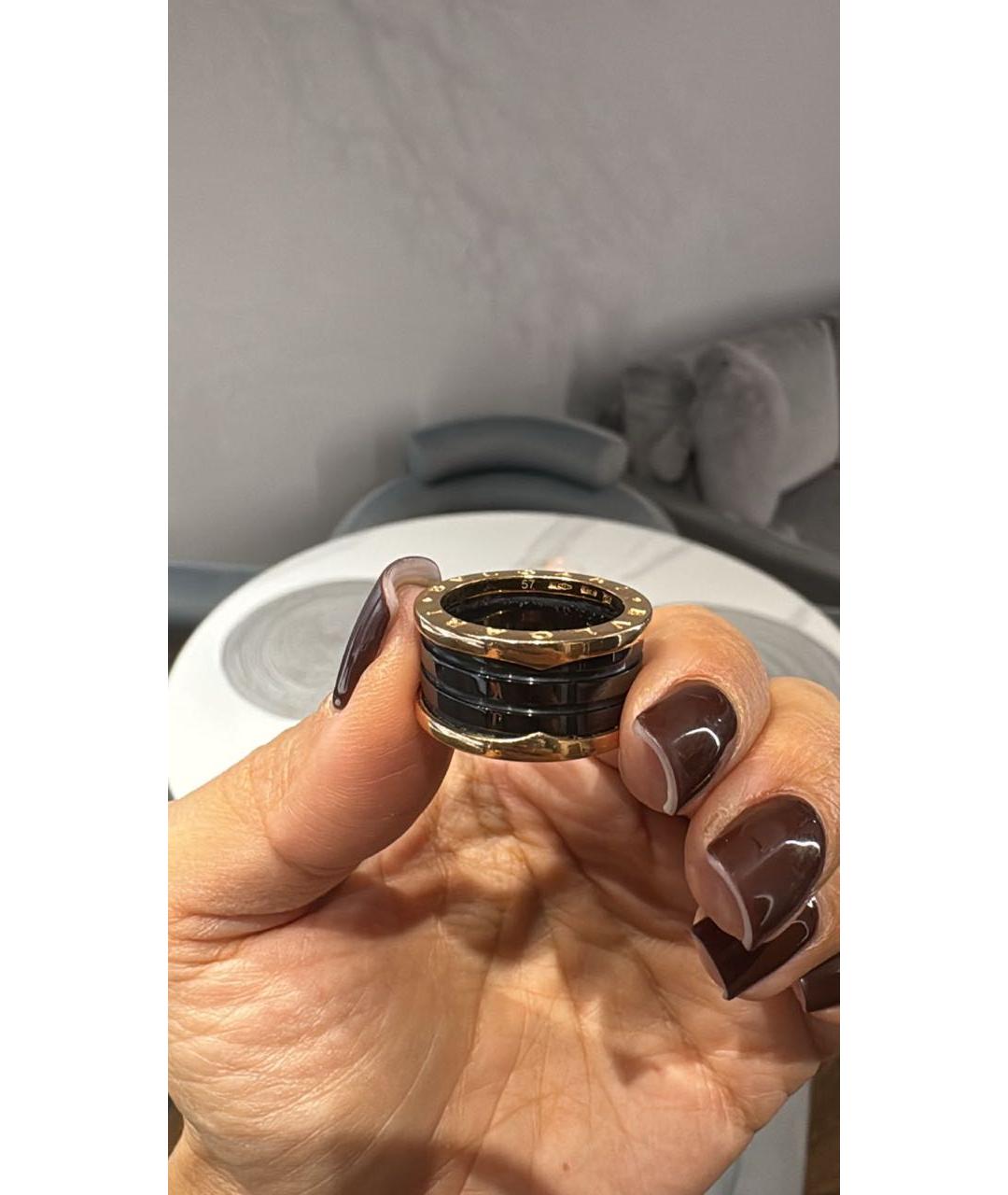 BVLGARI Черное кольцо из розового золота, фото 5