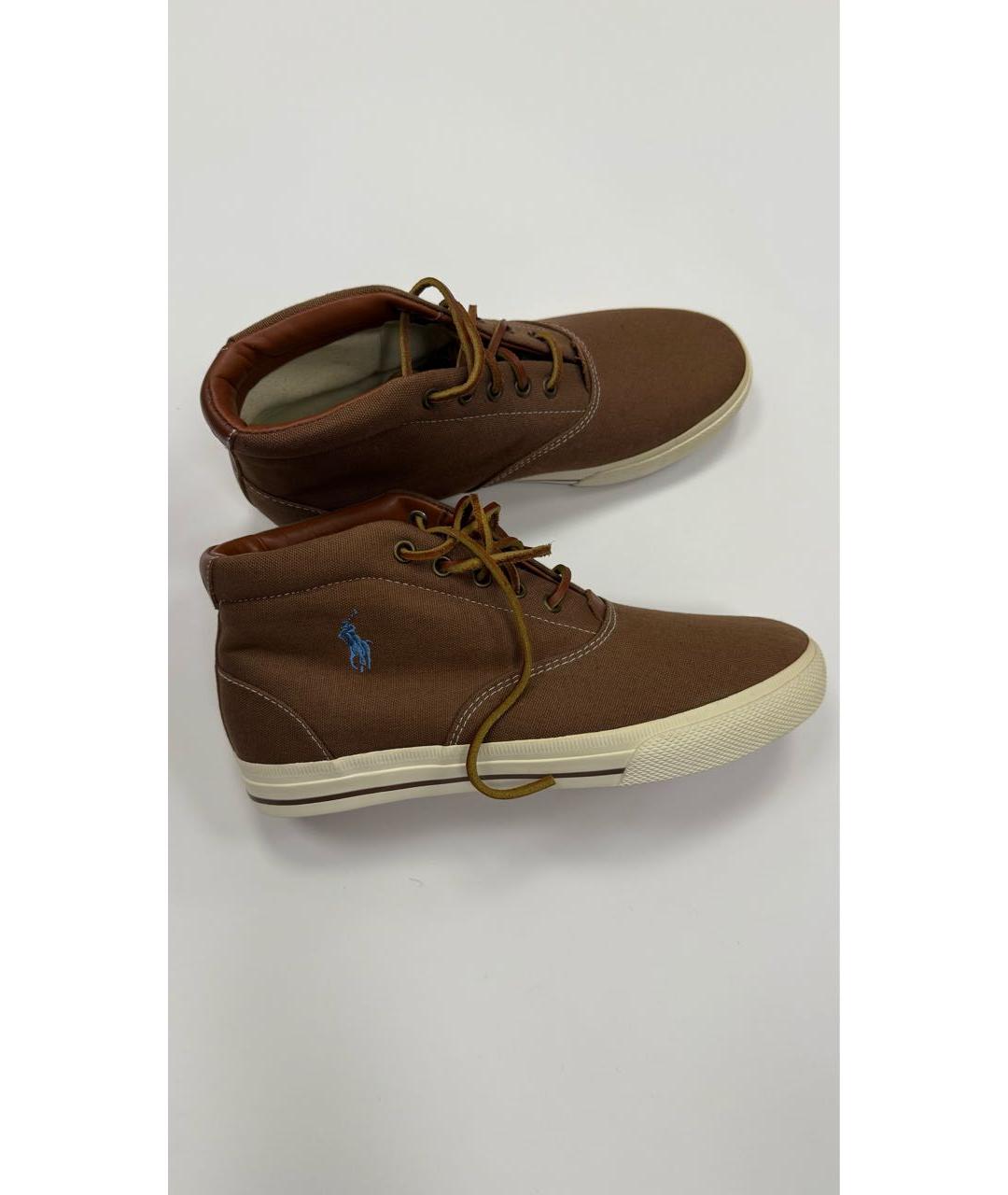 RALPH LAUREN Коричневые текстильные высокие кроссовки / кеды, фото 8